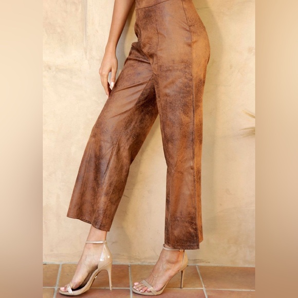 NWT Boutique Kylie Stonewash Faux Suede Blazer & Wide-Leg Pants Set - Picture 7 of 8